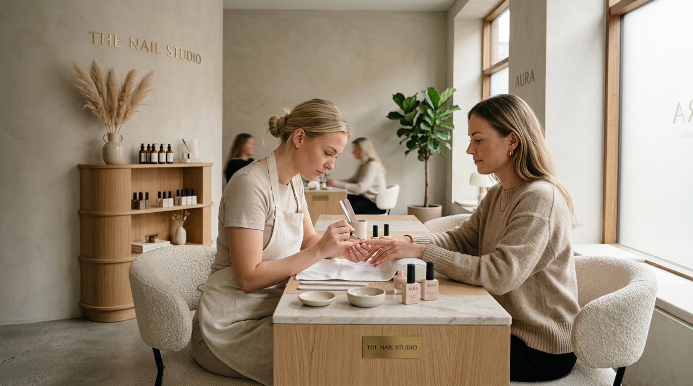 Salón de manicura minimalista para la preparación de la uña natural