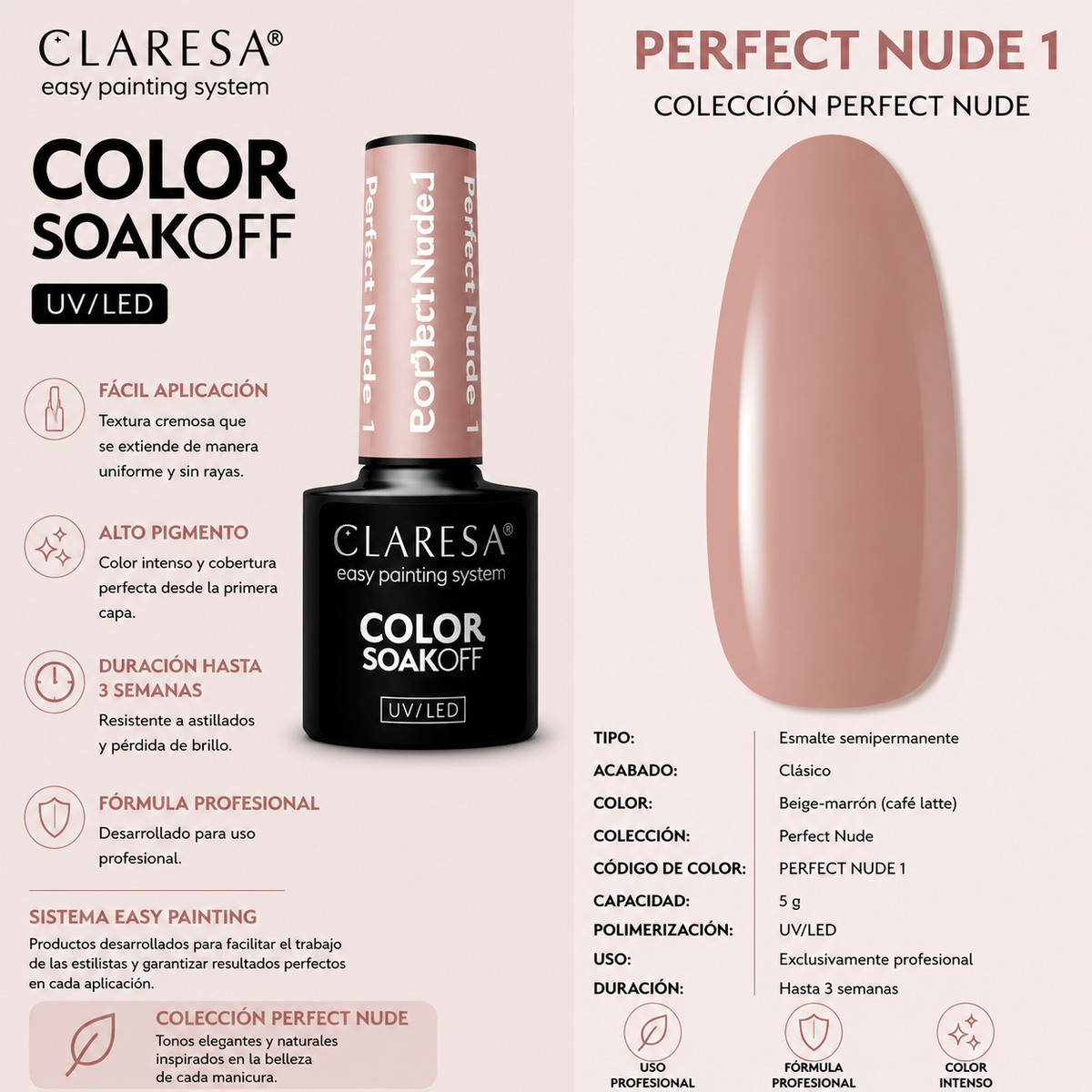 Esmalte Claresa Perfect Nude 1