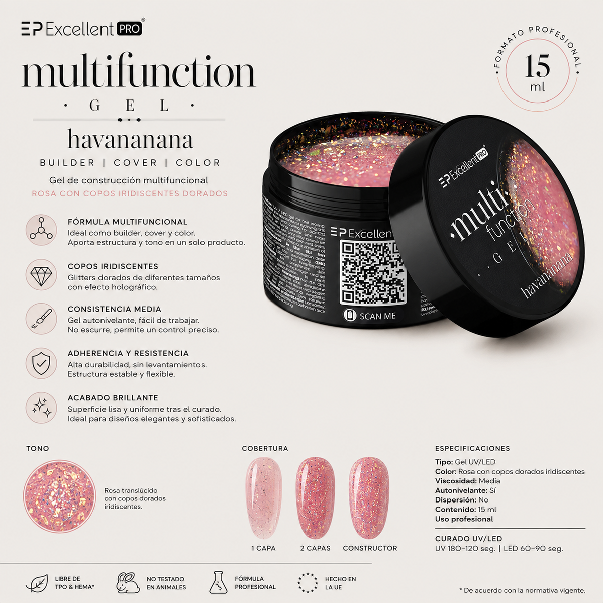 Gel de uñas con lámina Havananana 15 g