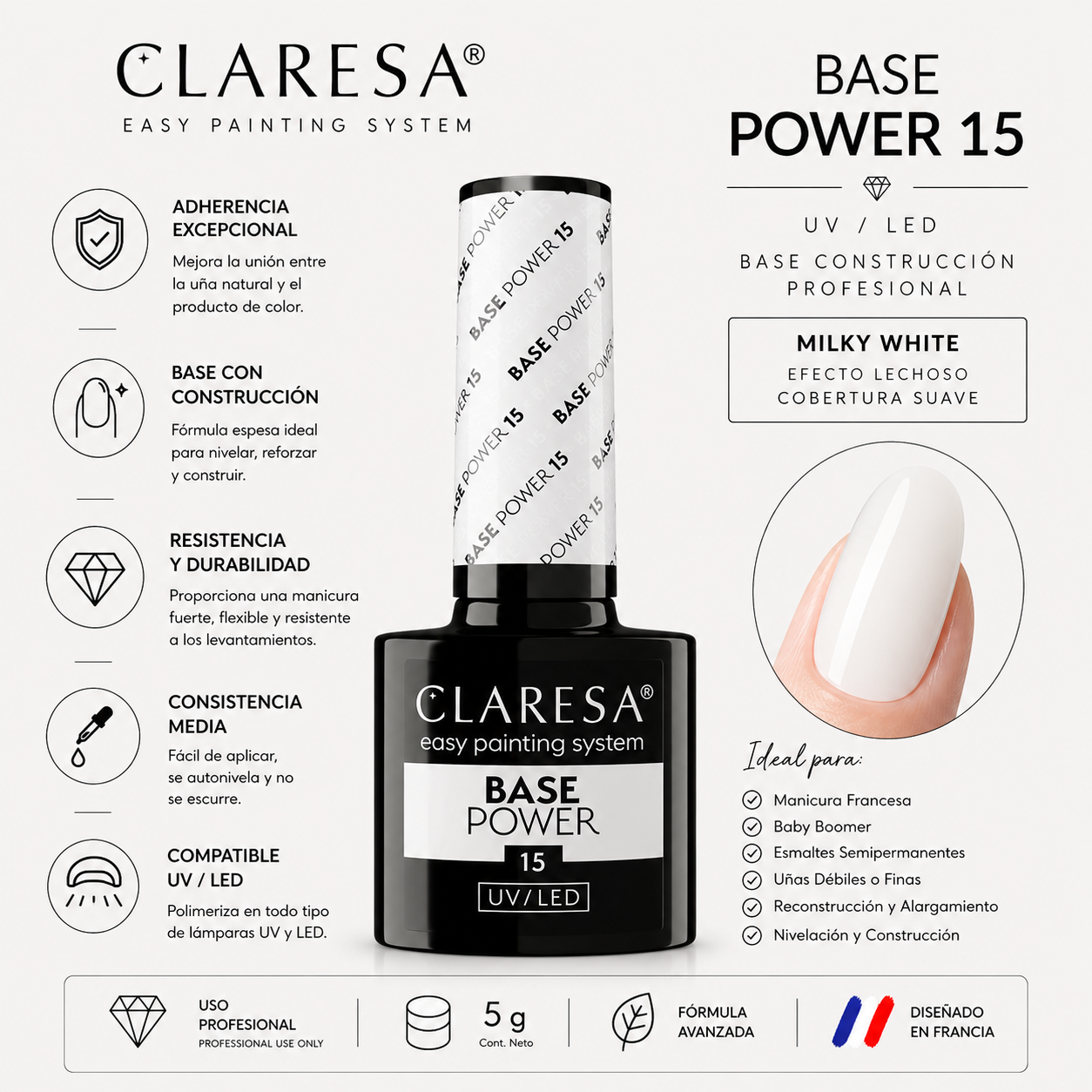 Claresa Base sin ácido Classic Milky 15
