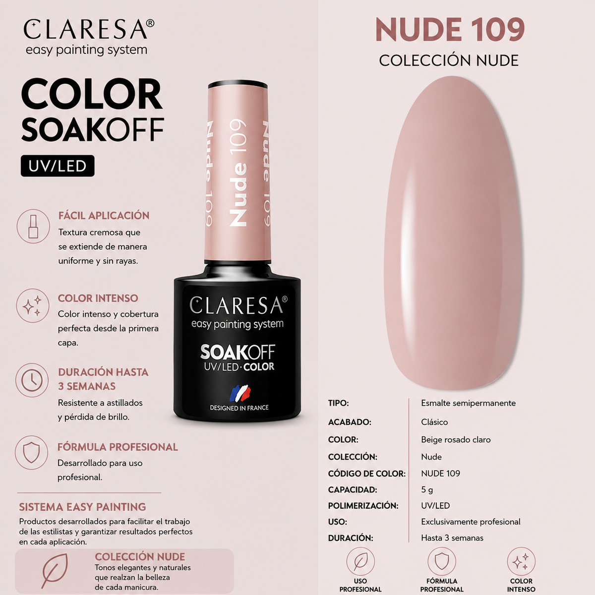 Esmalte Claresa Nude 109 Beige Neutro