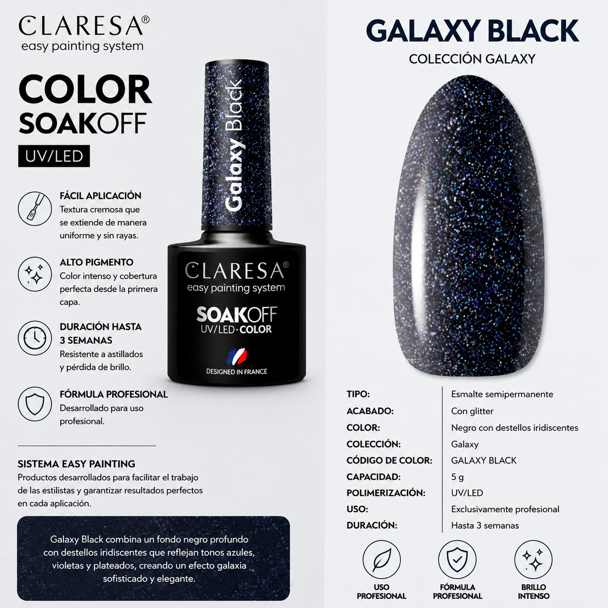 Esmalte Claresa Galaxy Black
