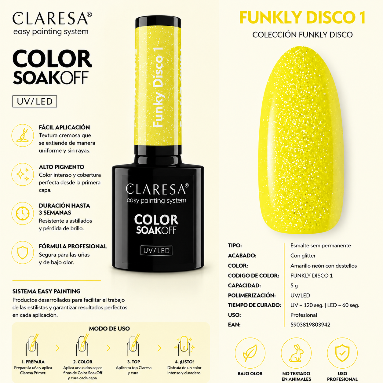 Esmalte Claresa Funky Disco 1 Yellow Groove