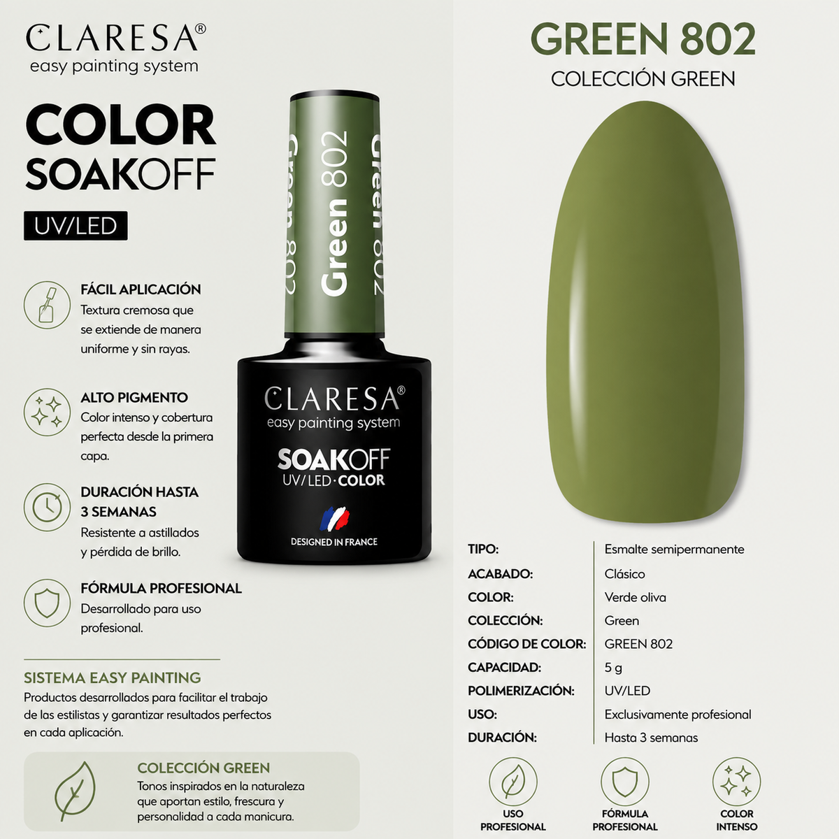 Esmalte Claresa Take Me To The River, verde, 802