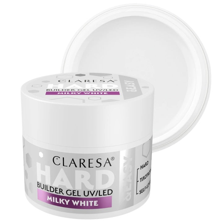Gel autonivelante para uñas Claresa Hard Easy Builder, color blanco lechoso, 45 g