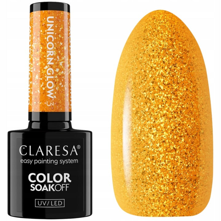 Esmalte Claresa con partículas naranjas Unicorn Glow