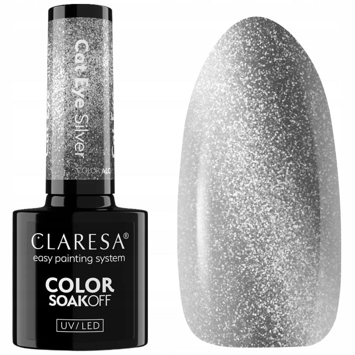 Esmalte Claresa plateado con efecto ojo de gato