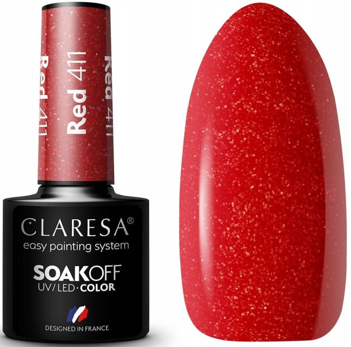 Esmalte Claresa Rojo 411 Rojo con partículas