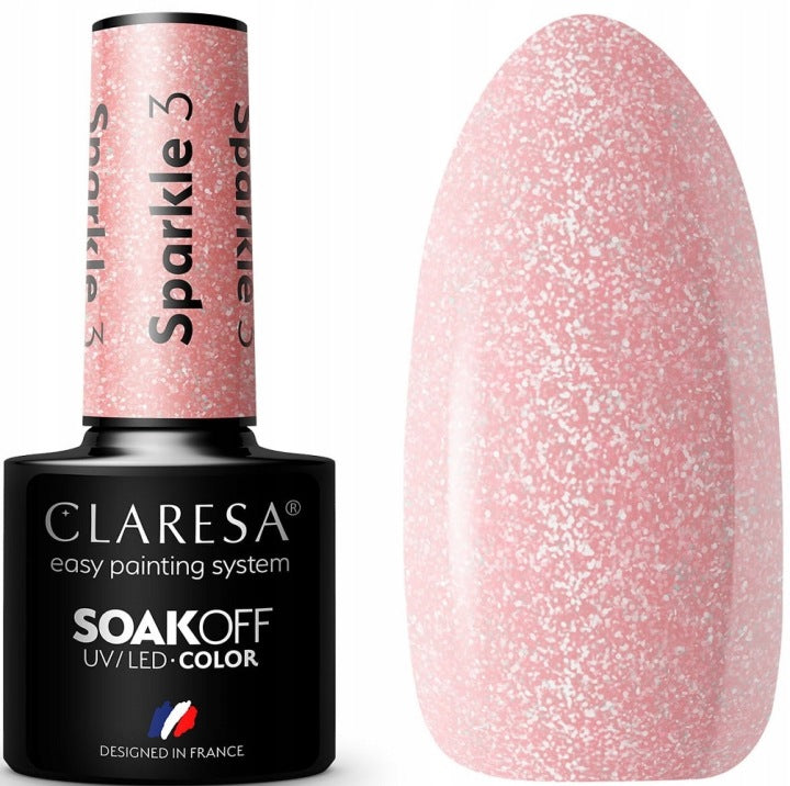 Esmalte Claresa Sparkle 3 con partículas rosas