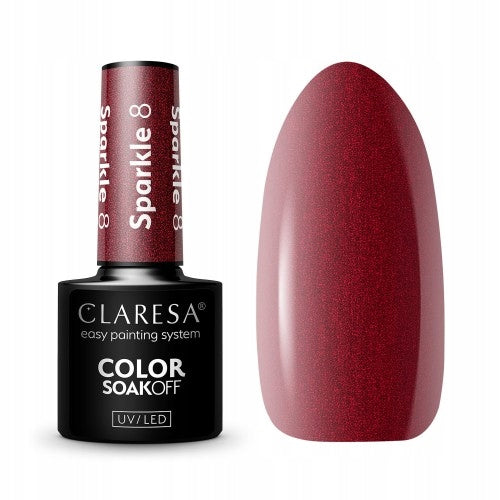 Esmalte Claresa Sparkle 8 color borgoña con partículas