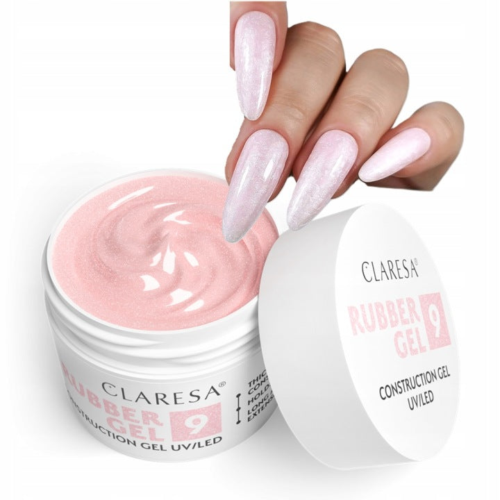 Gel RUBBER Claresa UV/LED 9 Rosa con partículas 45 g