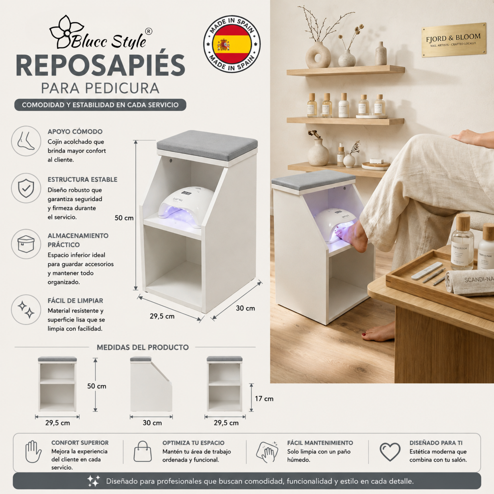 Reposapiés para pedicura gris
