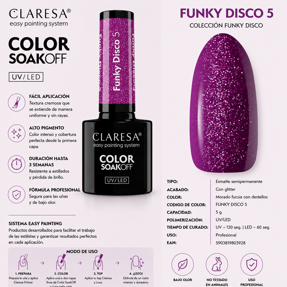 Esmalte Claresa con partículas Funky Disco 5