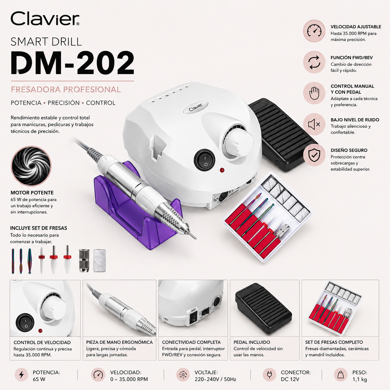 Fresadora Clavier Smart Drill, modelo DM-202, 65 W.
