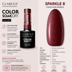 Esmalte Claresa Sparkle 8 color borgoña con partículas