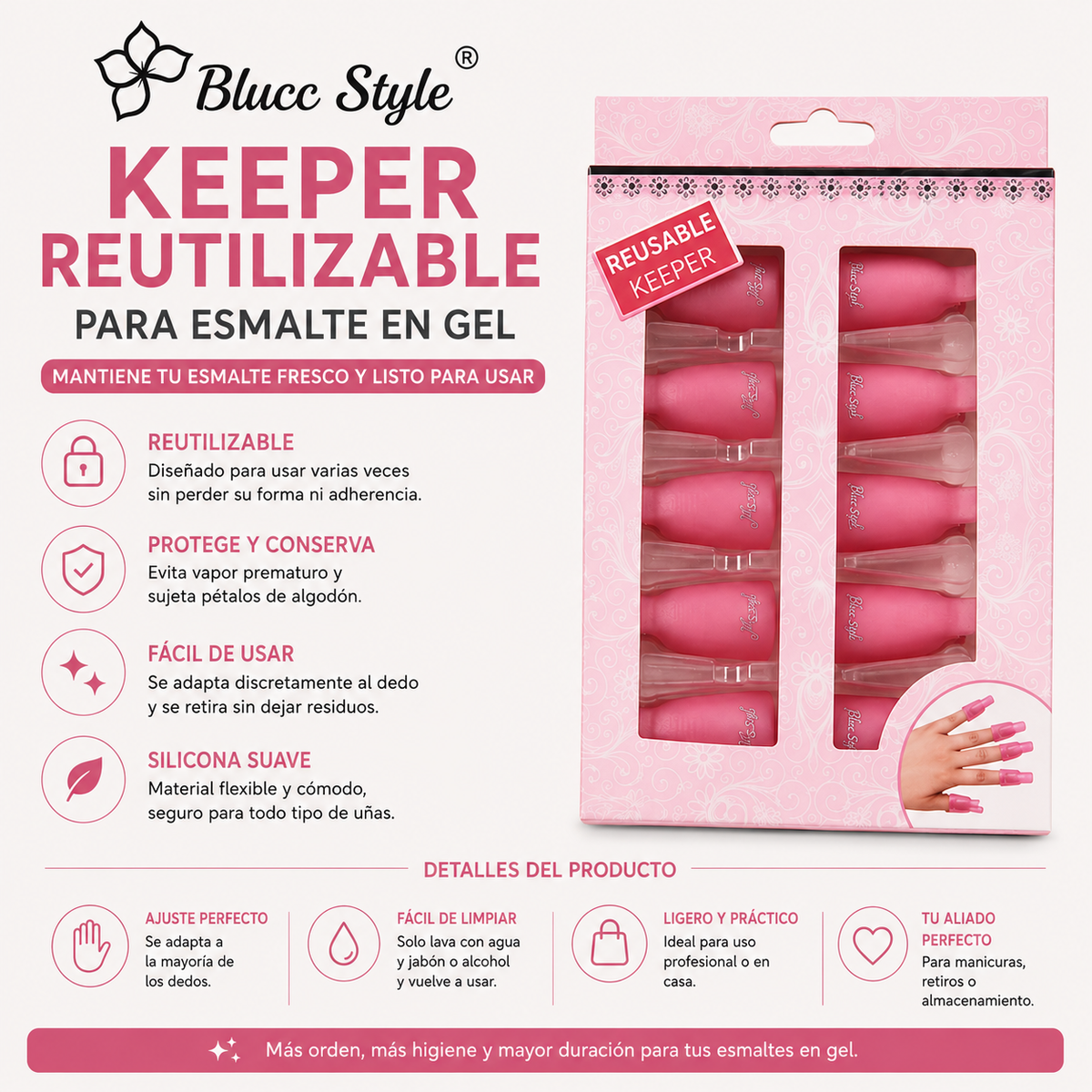 Pinzas para retirar esmalte semipermanente (10 unidades)