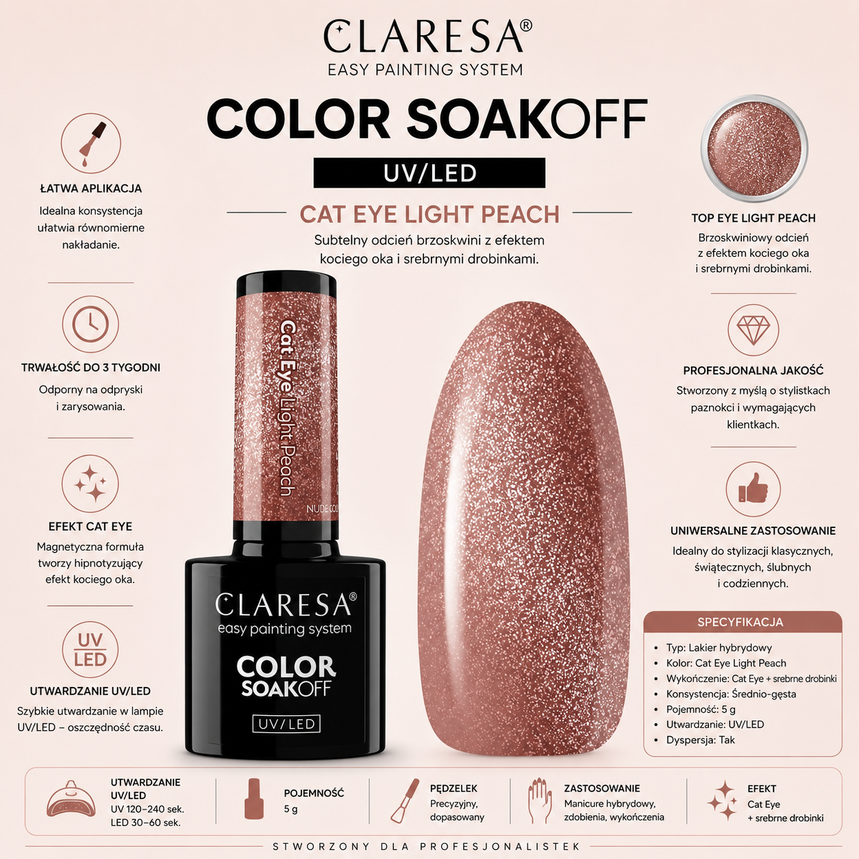 Esmalte Claresa tono marrón ojo de gato