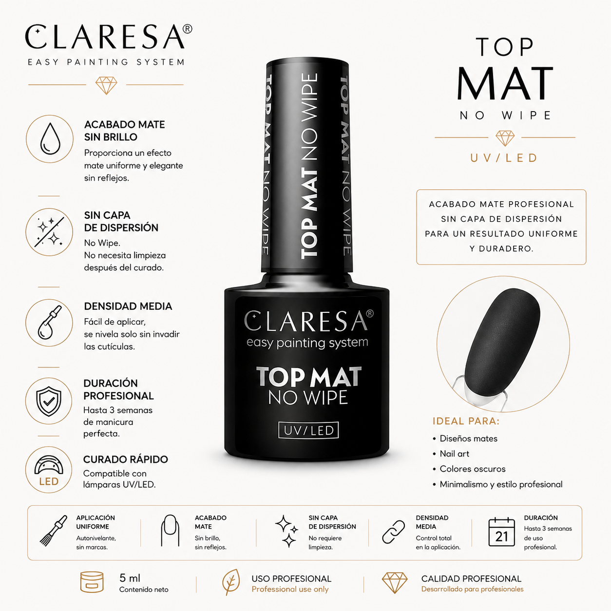 Top Claresa mate sin necesidad de limpiar