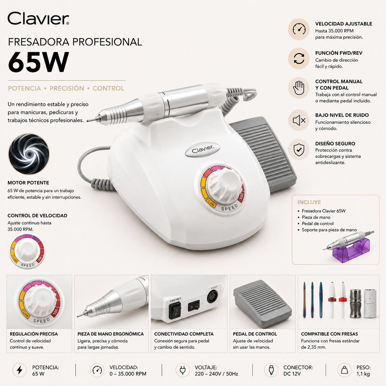Fresadora Clavier blanca 65 W